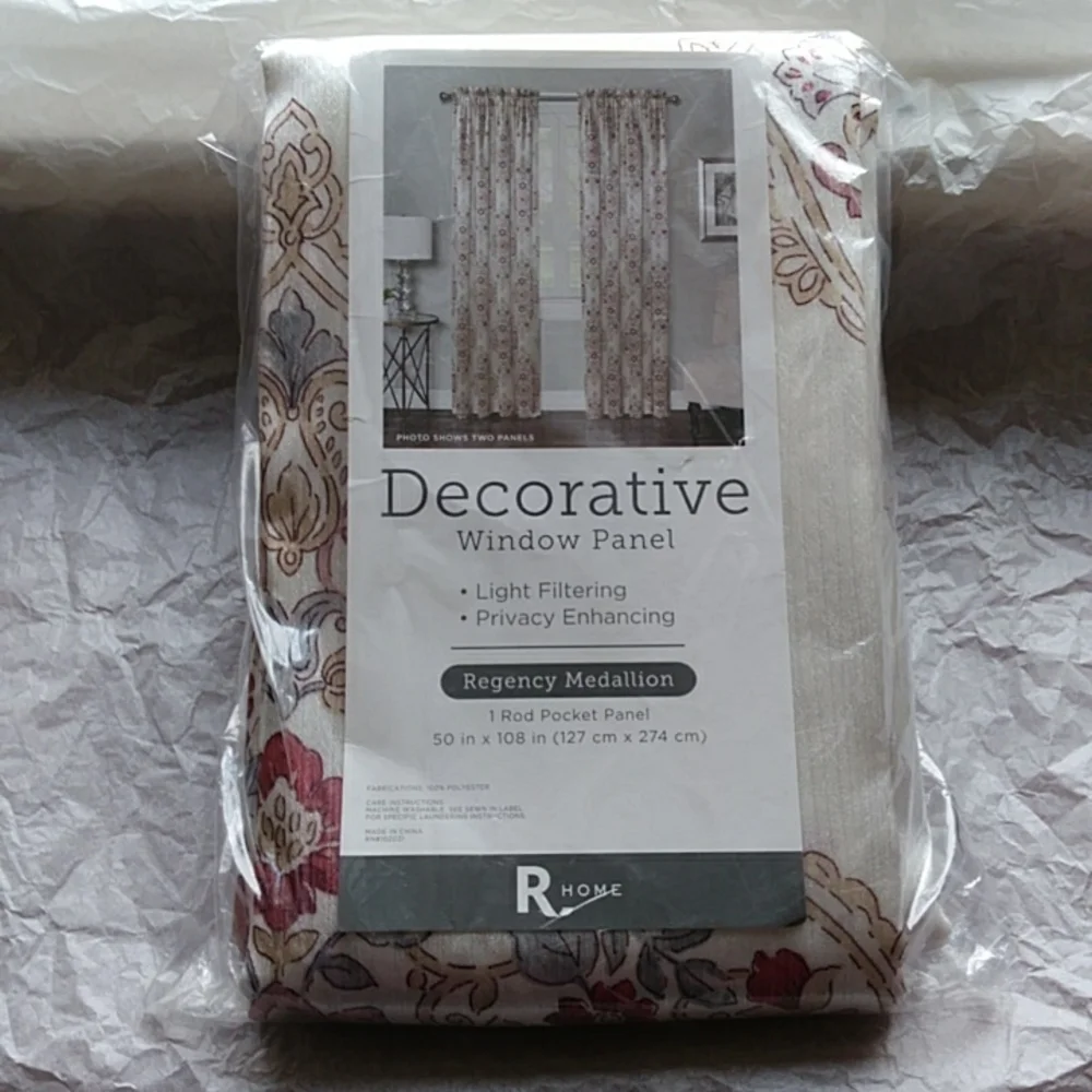 JCPenney Rod Pocket Curtain Panels Floral Medallion 2 NEW